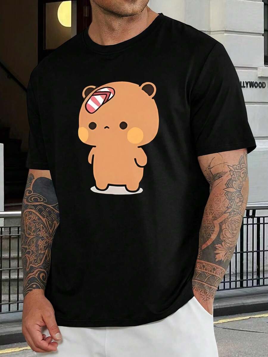 Lindas Camisetas a Juego de Pareja de Osos Panda Kawaii para Novios y Novias, Tops Unisex Negros, Regalos para San Valentín y Aniversarios - Negro - Ver 1