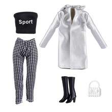 元秀 11.5 英寸时尚娃娃服装套装 - 包括皮夹克、时尚裤子、内衣、包和鞋子，适合 3-6 岁儿童，娃娃服装配饰 - 彩色 - 查看 9