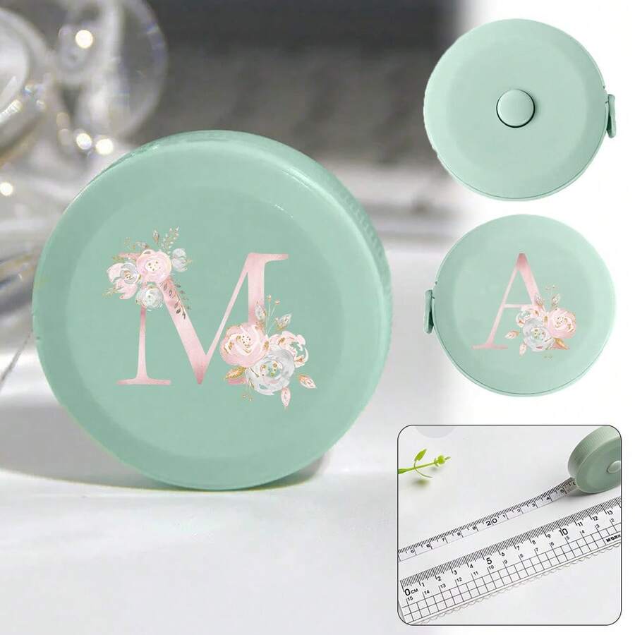 150厘米/60英寸迷你伸缩卷尺，双刻度柔性缝纫尺，带字母图案，便携式服装测量工具配件