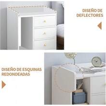 Mesita de Noche Moderna Buros para Recamara Minimalista con Estante de Almacenamiento Mueble Modernos Madera Mesitas Almacenamiento Tipo Librero (Blanco Marfil, 43 * 30 * 62CM) - Blanco marfil - Ver 6