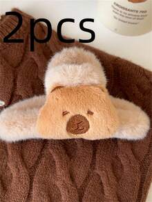 1 件可爱卡通毛绒棕色水豚发夹或发爪，送给女孩的*礼物发夹发夹发夹发夹发夹 - 彩色 - 查看 15