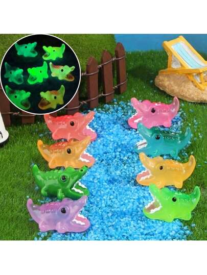 15/30pcs Glowing Mini Resin Crocodile Miniature Models Small Alligators; Suitable For DIY Fairy Garden Micro Landscape Aquarium Plant Decorations (Random Colors), Unique Home And Kitchen Gifts, Holiday Decorations And Statues, Outdoor Yard Decorations, And DIY Resin Accessories For Holiday Parties.