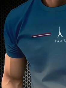 Áo thun nam in hình tháp Eiffel 3D Paris - Áo thun tay ngắn kiểu dáng thường ngày, áo thun mùa hè ngoài trời với thiết kế chuyển màu. - Nhiều màu - Xem 3