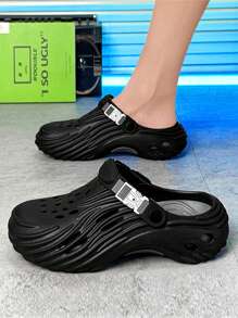 Men's Slip-On Sandals 2025 New Summer Thick Sole Anti-Slip Durable One-Piece Soft Bottom Comfy Men's Slippers, Hollow Breathable Soft Cushioned EVA High Rebound Rubber Outdoor Driving Casual Beach Sandals Back To School