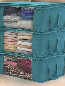 Foldable Storage Containers - Clothes Storage Bags With Lids And Handle For Organizing Bedroom Closet Clothing Comforter Organization And Storage, Ideal For Home, Bedroom, Dorm, Spa Wardrobes Under-Bed Storage