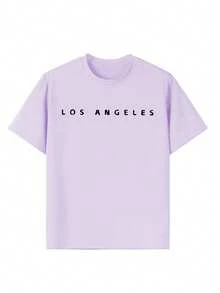 3pcs/Set Tween Girl Casual Printed Round Neck Short Sleeve T-Shirt, Summer Student Clothing - Colorful T-Shirts Bring Joy To Every Child! Graphic Tee Tops, Summer - Purple - View 5