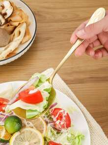 Lingură de servire din oțel inoxidabil lustruit oglindă 1 buc, lingură de bufet de dimensiuni mari, calitate groasă pentru restaurant, potrivită pentru bucătărie, gătit, masă, petreceri de Crăciun și banchete, potrivită pentru mașina de spălat vase, rechizite școlare - Aur - Vizualizare 2