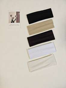 6PCS Headbands For Women Non Slip Sports Headband Soft Stretchy Headbands Hair Accessories.Black And White And Milky White And Flesh Color And Dark Gray And Brown.Breathable And Sweat-Absorbent Hair Bands, Hairband Fall Winter For Vacation Outfits Woman Elegant Scarf Women Bandanas Soft Headwrap - Multicolor - View 15