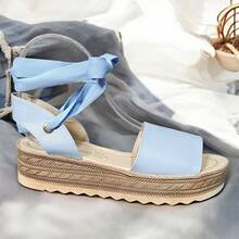 Lady Alison Plain Sandal With Casual Platform For Women - 天藍色 - 查看 4