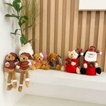 enfeite decorativo natal  Urso sentado com cachecol  20CM