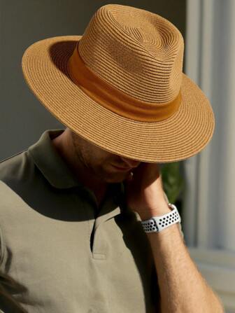 1pc Men's Ribbon Decoration Jazz Hat