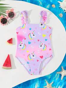 Toddler Unicorn One-Piece Swimsuit - Multicolor - View 3