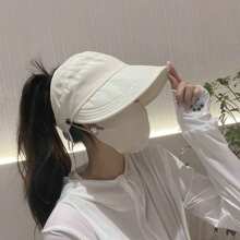 Breathable Women's Foldable Sun Hat, Wide Brim, UV Protection, Open Top Pointed Visor, Suitable For Ponytail