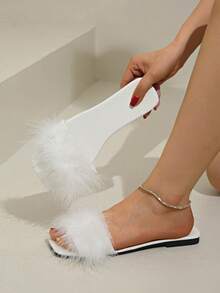 Infradito casual da donna con punta tonda, moda, cinturino, comode, adatte per la spiaggia - Bianco - Visualizzare 5