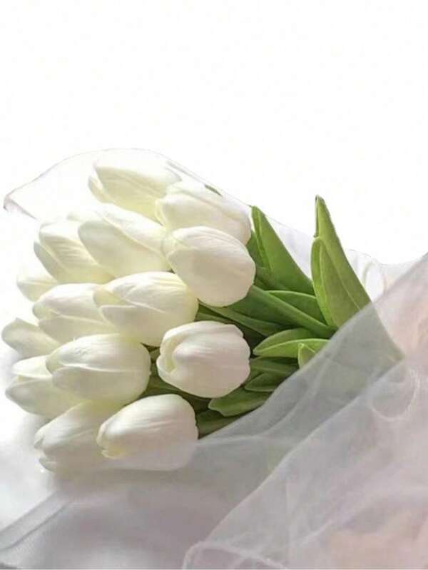 15pcs Tulip Artificial Flowers With Realistic Touch, Wedding Bridal Bouquet, Home Decoration, DIY Floral Arrangement Materials