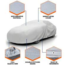 Silver Gray Car Cover, Thick PEVA Material, Dust-Proof, Scratch-Resistant, Breathable, Waterproof All-Weather All-Season Vehicle Protection, Suitable For Sedans, Essential Car Accessory To Protect Your Beloved Car
