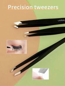 专业眉毛镊子套装，3 件不锈钢精密镊子，多功能镊子，男女适用