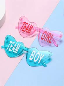 12pcs-Baby Shower Gender Reveal Glasses Blue And Pink Sunglasses Frameless Team Girl And Team Boy Decor For Gender Reveal Party - Multicolor - View 2