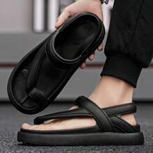 Men's Fashion Flip Flops, Thicker Soft Sole, Fashion Versatile, First Choice For Street Wear, Solid Color Minimalist Style, Outdoor Sport Beach Holiday, Flat Sandals