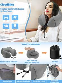1pc Travel Pillow, Particle Hooded U-Shaped Pillow, Multifunctional Neck Pillow, Airplane Nap Hooded Neck Pillow Travel Essentials Travel Accessories Vacation Summer Holiday Back To School Travel Pillow Neck Bag For School School Accessories School Stuff - Multicolor - View 9