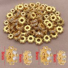 2/4/6 piezas Espaciador de cuentas de circonita cúbica de bronce con baño de oro verdadero de 18K, cuentas sueltas redondas planas con strass para bricolaje para encontrar joyas, hacer joyas, accesorios de moda y regalos creativos de 6/8mm