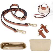 Adjustable Shoulder Strap Accessory For Le Pliage Mini Bag Upgrade, 95-124cm Length, Durable Synthetic Fiber Material, No Punching, Handheld Or Crossbody, With Purse Organizer Available In 4 Pcs/Set, 3Pcs/Set, Single Buckle Women DIY Gift - Brown - View 3
