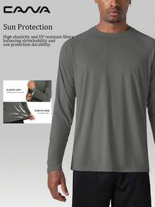 Cavva 男士夏季UPF 50+防晒长袖衬衫春季速干轻便透气柔软户外徒步跑步钓鱼上衣 - 深灰色 - 查看 3