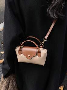 1个迷你时尚手提包，多功能女士单肩包/斜挎包，纯色迷你钱包，可装手机、零钱、口红等，日常通勤必备 - 卡其色 - 查看 6