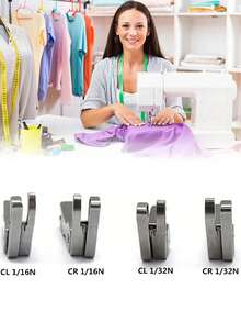 4pcs/Set Narrow Foot Presser Set, Suitable For Knits And Lightweight Fabrics - Sewing Machine Accessories With Left/Right Edge Guides - Silver - View 9