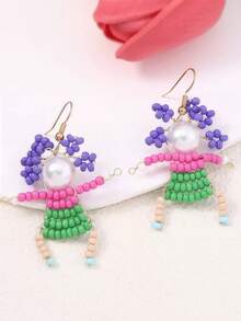 blingbling warmth 1 chiếc vòng cổ nhân vật hoạt hình 3D đính hạt thủ công sáng tạo và thời trang, 1 đôi hoa tai phù hợp, có thể đeo cùng nhau như một bộ, dành cho phụ nữ - Nhiều màu - Xem 5