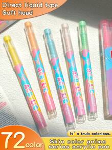 GuangNa 12 Colors Straight Direct Liquid Skin/Macaron Color Arcylic Marker Pen, Soft-Tip Animation Painting Marker Pen, Skin Color Art-Specific Acrylic Paint Markers, School Supplies,Back To School