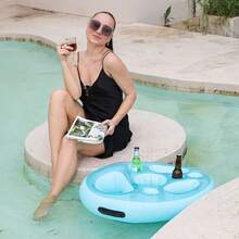 Portable Inflatable PVC Water Ice Bar, Party Floating Drink Holder, Porous Coaster Tray For Summer Pool Supplies - Grey - View 9