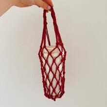 1 件手工编织网袋，用于杯子、饮料、咖啡、可重复使用的便携式支架套，用于水瓶、饮料、装饰网袋，手工礼物送给朋友、家人、同学 - 彩色 - 查看 16