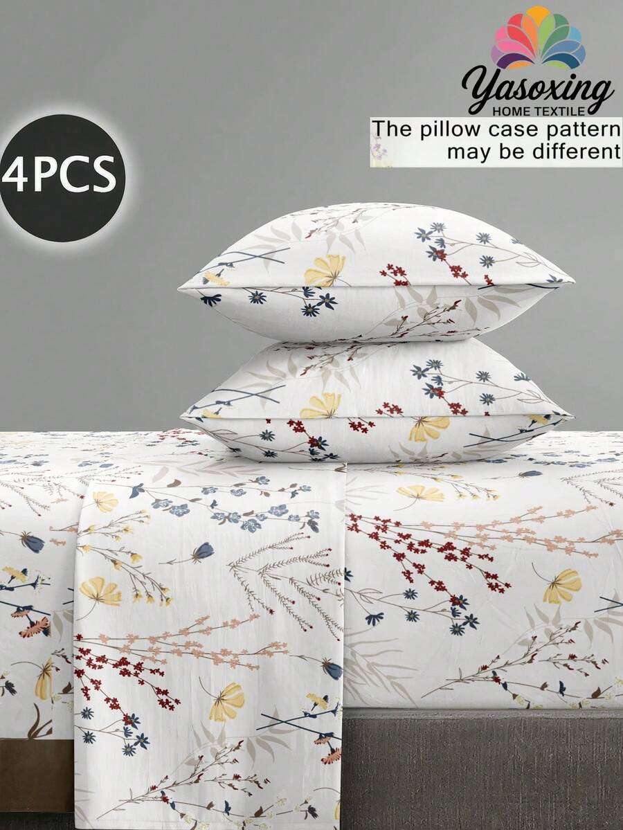 Bộ 4 tấm ga trải giường họa tiết hoa oải hương thực vật White Garden mềm mại dễ chăm sóc bằng sợi nhỏ Bộ ga trải giường vừa vặn (1 tấm ga trải giường phẳng + 1 tấm ga trải giường vừa vặn + 2 vỏ gối) Bộ ga trải giường vừa vặn King Queen Full TWIN KÍCH THƯỚC Túi sâu lên đến 11,8 inch Vỏ gối, mềm mại, thoáng khí, không nhăn, tốt hơn cho giấc ngủ, phong cách khách sạn sang trọng, quà tặng cho bố mẹ bạn bè Bộ đồ giường ký túc xá Bộ đồ giường trường học - trắng - Xem 1