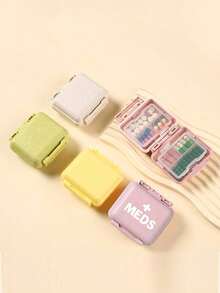 6-Compartment Portable Mini Pill Box, Pink Color With "Medicine" Letter Print, Weekly Medication Organizer, Travel Pill Case, 6-Grid Compact Pill Box, Daily Vitamin Supplement Storage, Pocket/Wallet Size, Letter ID Tag Jewelry Box, Earrings, Rings Storage, Home & Travel Essential - Pink - View 9