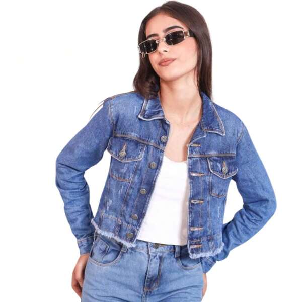 Jaqueta jeans feminina infantojuvenil