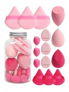 15件套化妆海绵套装，带收纳盒，包含3个大号化妆海绵、3个迷你化妆海绵、3个大号粉扑、3个迷你粉扑和3个迷你指套粉扑。适用于化妆，价格实惠，也可用于房间装饰、梳妆台、旅行、卧室等场合。一套完整的化妆配件，包含粉扑、化妆海绵和化妆海绵。价格亲民，适合作为圣诞礼物或圣诞袜填充物。 - 彩色 - 查看 6