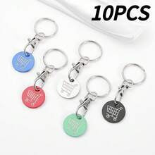 1pc-10pcs Shopping Cart Token Supermarket Trolley, Stainless Steel Shopping Trolley Remover, Shopping Trolley Token Pendants, Shopping Trolley Chips, Metal Stainless Steel Keychain, Keyring Decoration With Trolley Unlocking Key, Keyring Accessory - Multicolor - View 27