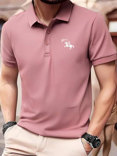 Men's Solid Color Casual Breathable Short Sleeve Polo Shirt, Summer,Sports&Outdoor-Tennis&Golf