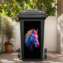 1pc Neon Animal Trash Can Stickers, Waterproof Vinyl Decals, Bull, Flamingo, Lion For Outdoor Bins, Garage & Street Decor | Punk Cyber Style - Multicolor - View 7