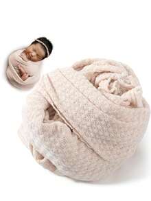 1 chiếc chăn quấn trẻ sơ sinh thoáng khí, co giãn, màu trơn, chất liệu dệt kim mềm mại, phụ kiện cần thiết cho bé, đạo cụ chụp ảnh sơ sinh. - Nhiều màu - Xem 11