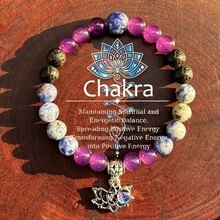1 pieza Pulsera con cuentas chakra con piedras naturales, para mantener el equilibrio espiritual y energético, con dije de loto, pulsera de yoga, joya como regalo para hombres y mujeres - Pulsera - Ver 2