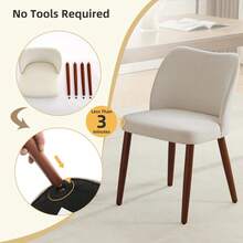 Huisuilinss Dining Chairs Set Of 2,Linen Upholstered Kitchen Chair With Thick Cushions,Wood Dinner Chair With Wood Legs,Wing Backrest,Accent Chair For Dining Room Living Room Kitchen - Màu be - Xem 6
