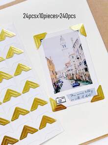 120pcs/5sheets Vintage Cow Leather Paper Stickers, For Album Fixing Frame Decoration, Scrapbooking, Picture Protection Decoration, Photo Album Corners, Photo DIY Accessories, Suitable For Halloween And Christmas Photo Collection - Black - View 12