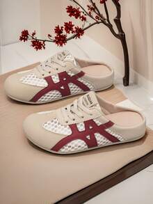 夏季流行新款女平底鞋复古镂空透气鞋面玛丽珍休闲鞋简约可爱平底休闲鞋轻便透气系带封闭式半支撑休闲鞋百搭轻便适合日常穿着时尚多功能