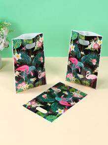 10/25/50 件夏威夷风格手提袋礼品袋，夏威夷火烈鸟图案礼品袋，夏威夷主题派对包装礼品袋，生日派对包装袋用品，家居装饰房间装饰包装袋用品，生日礼物，夏季装饰，结婚礼物婚礼回礼，适用于精品店产品包装