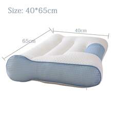 1pc Ergonomic 4D Traction Neck Support Pillow - Durable, Machine Washable, All-Season - Blue