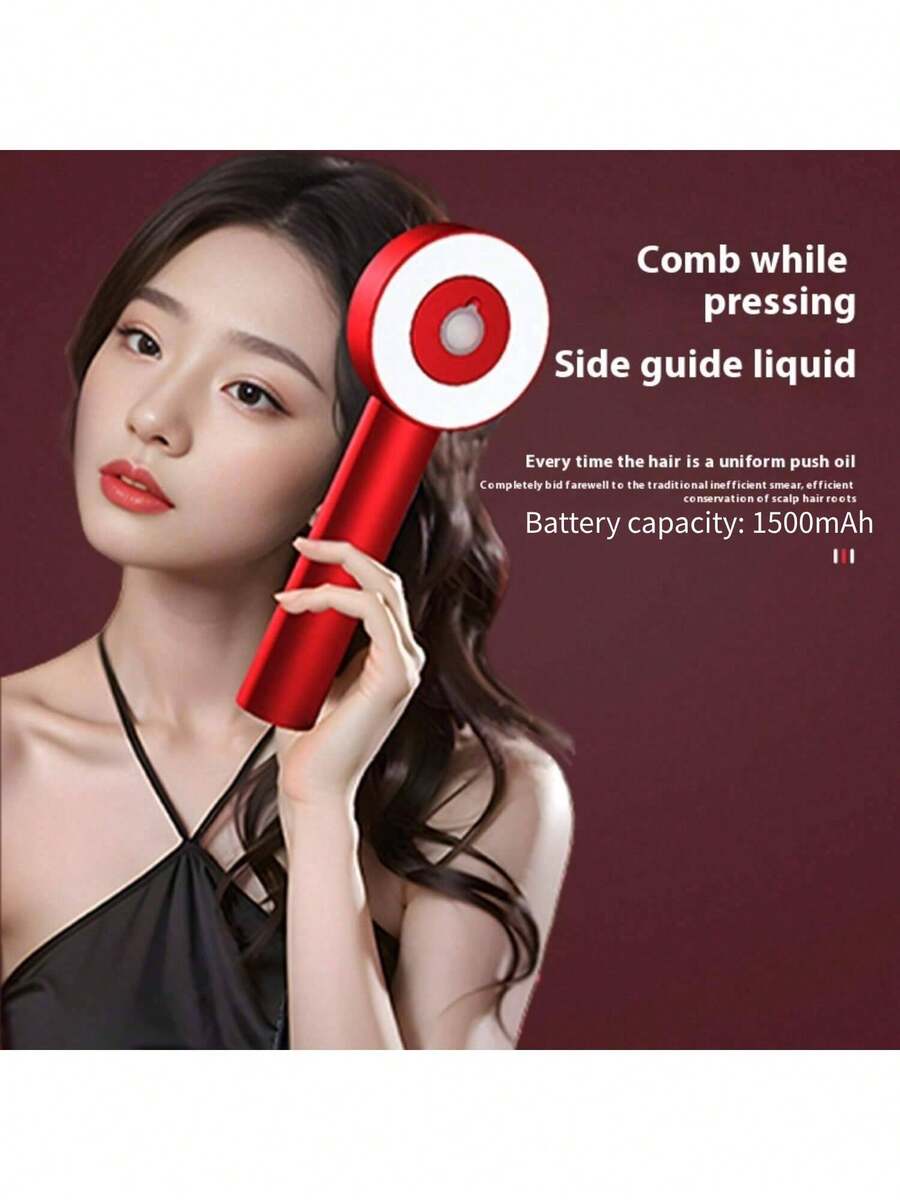 New Red LED Liquid Scalp Massager Comb, Hair Massage And Stimulator For Hair Care (No Essential Oil Included) - Red - View 1