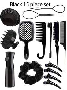 15 Piece Hair Styling Brush, 1/12/13 Piece Hair Combs, Pointed Tail Combs, Rat Tail Combs, Edge Brushes, Hair Brushes, High-Pressure Spray, Hairpins, Hair Rings, Wide Tooth Combs, Bath Caps, Hair Braiders, Suitable For All Kinds Of Hair Styles