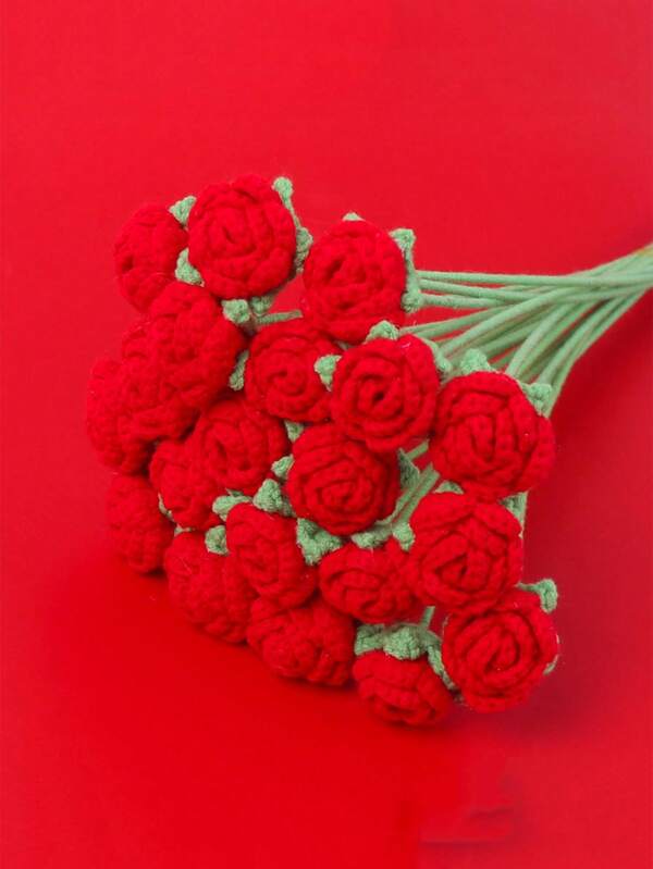 7 Pieces, Roses, Artificial Crochet Rose Ornaments, Hand-Woven Rose Bouquets, Artificial Flowers, Home Decorations, Preserved Flowers, Home Decoration For Living Rooms And Bedrooms, Desktop Decoration, Office Home Desktop Decoration, Suitable For Wedding Decoration, Anniversary Gifts, Valentine's Day Gifts, Mother's Day Gifts, Valentine's Day Gifts, Mother's Day Gifts, Birthday Gifts, Wedding Gifts Wedding Decorations, Mother's Day Gifts.